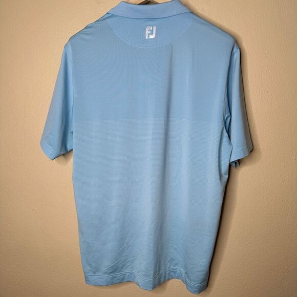Foot Joy Shirt Mens Large Blue Polo Short Sleeve Striped Golf Performance - Picture 6 of 10